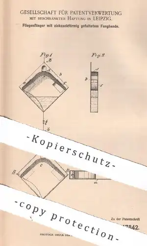 original Patent - Patentverwertung GmbH Leipzig | 1902 | Fliegenfänger | Fangband , Leim | Fliegen , Insekten