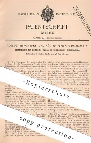 original Patent - Hoerder Bergwerks- u. Hüttenverein in Hoerde | 1895 | Kontaktwagen für elektrische Bahnen | U-Bahn !