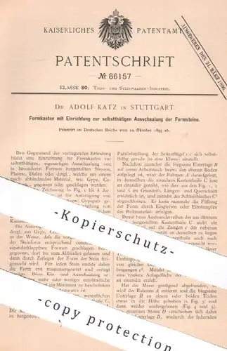 original Patent - Dr. Adolf Katz , Stuttgart , 1895 , Formkasten für Formsteine | Ziegelform , Form , Steine , Ziegel