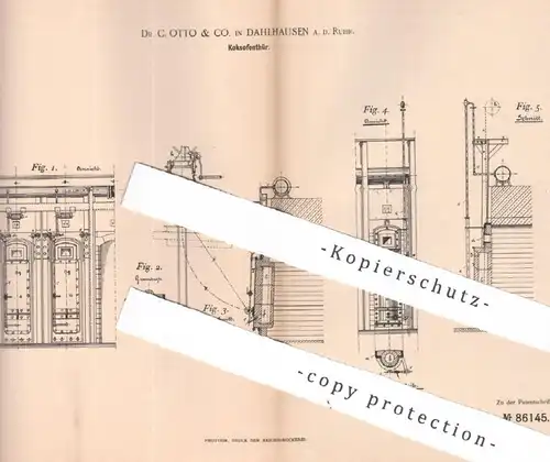 original Patent - Dr. C. Otto & Co. Dahlhausen / Ruhr | 1895 | Koksofentür | Ofen , Koks , Kohle , Ofentür , Ofenklappe