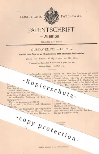 original Patent - Gustav Kluge , Leipzig , 1895 , Symphonion - Antrieb | Musikinstrument , Musik | Notenblatt