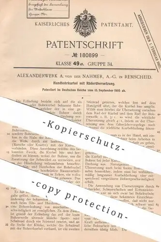 original Patent - Alexanderwerk A. von der Nahmer AG Remscheid 1905 , Handbohrkurbel | Handbohrer , Bohrer , Brustleier