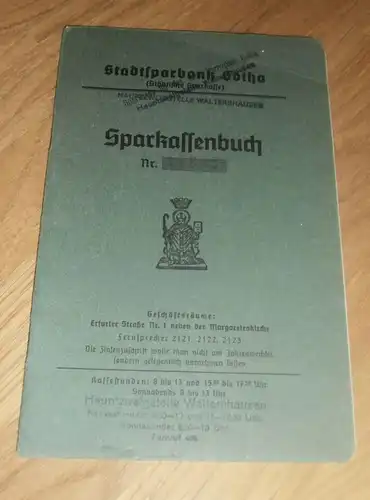 altes Sparbuch Gotha / Waltershausen , 1942 - 1945 , Irma Engels , Sparkasse , Bank !!!