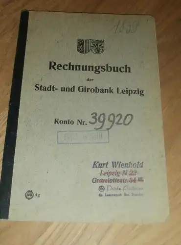 altes Sparbuch Leipzig / Nossen , 1940 - 1945 , Pröda - Badersen , Kurt Wienhold , Sparkasse , Bank !!!