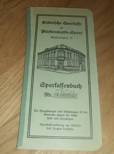 altes Sparbuch Frankfurt / Oder , 1939 - 1941 , Fürstenwalde , Luise von Rosenberg / Rosenburg (?), Sparkasse , Bank !!!