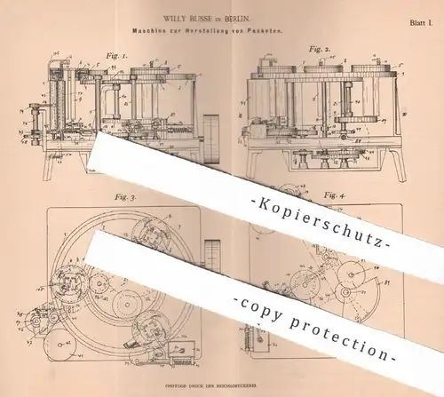 original Patent - Willy Busse , Berlin , 1901 , Paket - Herstellung | Karton , Kartonage , Pappe , Papier , Pakete !!