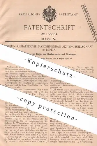 original Patent - Berlin Anhaltische Maschinenbau AG , Berlin , 1901 , Biegen von Blech | Walze , Walzen , Metall