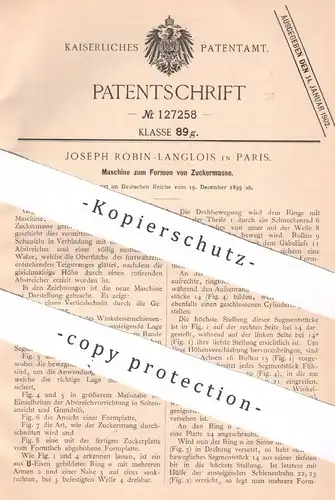 original Patent - Joseph Robin - Langlois , Paris , Frankreich , 1899 , Formen von Zuckermasse | Zucker , Zuckerfabrik