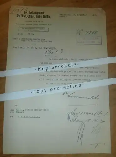 Amtshauptmann Malchin , 1930 , Beschwerde Büdner Koch in Dörgelin , Ministerium des Innern , Mecklenburg !!!