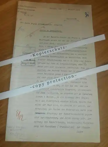 Graf Schwanenfeld-Schwerin in Göhren in Mecklenburg , 1924 , Wolfshagen , Rittergut , Wasserpolizei , altes Dokument !!!