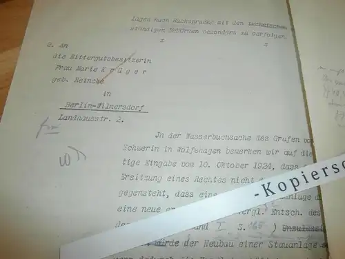 Graf Schwanenfeld-Schwerin in Göhren in Mecklenburg , 1924 , Wolfshagen , Rittergut , Wasserpolizei , altes Dokument !!!