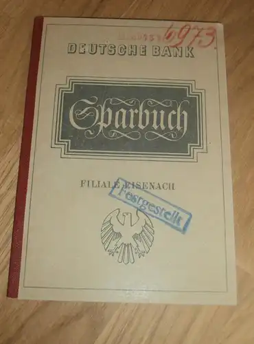 altes Sparbuch Rittergut Clausberg b. Eisenach , 1943 - Mai 1945 , Ellen Klages , mit Ausweis Oberellen Sparkasse , Bank