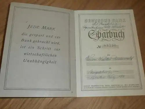 altes Sparbuch Magdeburg , 1945 , Walter Roderwald , Sparkasse , Bank !!!