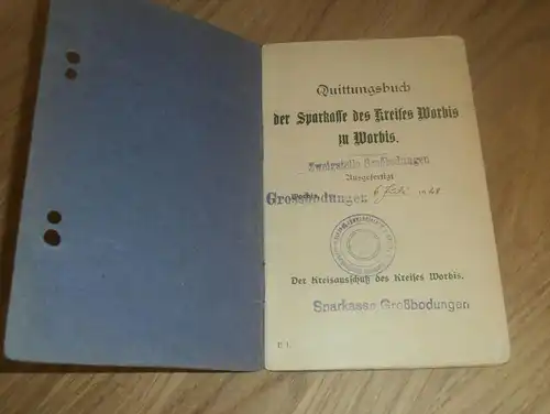 altes Sparbuch Großbodungen / Worbis , 1928 -1945 , Rudolph Höch in Bischofferode / Ohmberg , Sparkasse , Bank !!!