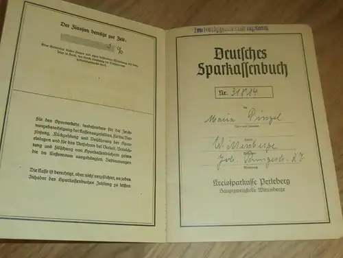 altes Sparbuch Wittenberge , 1955-1958 , Maria Pingel , Perleberg , Sparkasse , Bank !!!