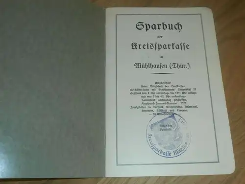 altes Sparbuch Mühlhausen i. Thüringen , 1943-1945 , Werner Hey , Sparkasse , Bank !!!