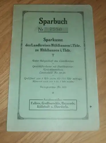 altes Sparbuch Mühlhausen i. Thüringen , 1926-1945 , Bruno Hey , Sparkasse , Bank !!!