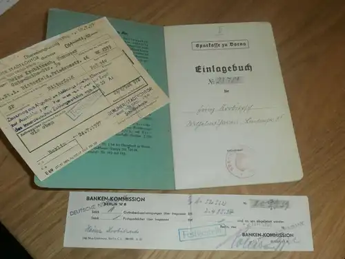 altes Sparbuch Borna / Fuldatal , 1944-1945 , Heinz Krobitzsch , Wilhelmshausen , Bitterfeld , Sparkasse , Bank !!!