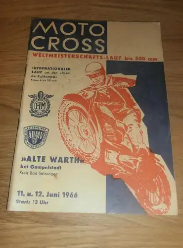 Moto Cross Weltmeisterschaft Gumpelstadt , 12.06.1966 , Motocross , Programmheft / Programm / Rennprogramm , program !!!