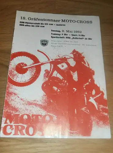 Moto Cross DDR Meisterschaft Gräfentonna , 9.05.1982 , Motocross , Programmheft / Programm / Rennprogramm , program !!!