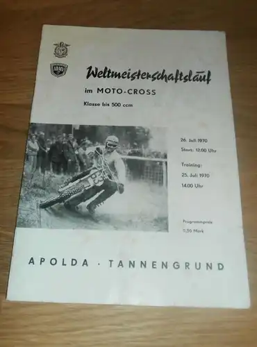 Moto Cross Weltmeisterschaft Apolda , 26.07.1970 , Motocross , Programmheft / Programm / Rennprogramm , program !!!