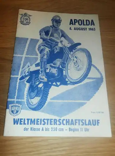 Moto Cross Weltmeisterschaft Apolda , 4.8.1963 , Motocross , Programmheft / Programm / Rennprogramm , program !!!