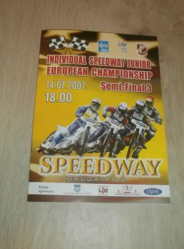 Speedway EM Daugavpils / Lettland , 14.07.2007 , Programmheft / Programm / Rennprogramm , program !!!