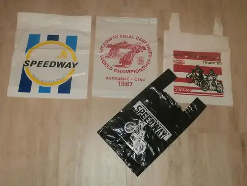 4x alte Speedway Taschen , Pardubice , Prag , Marienbad , Tragetasche , Reklame , Jawa !!!