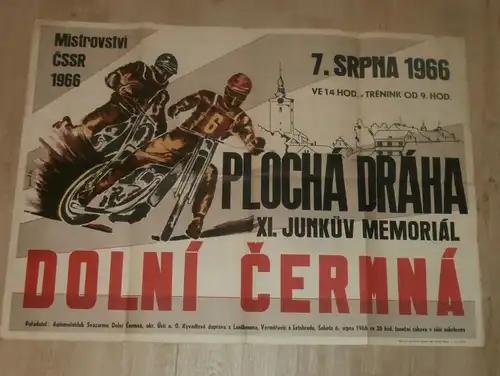 Speedway Dolni Cermna 7.08.1966 , Plakat / Poster , Bahnsport Nachlass !!!