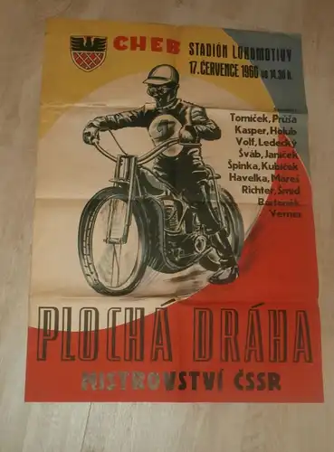 Speedway Cheb 1966 , Plakat / Poster , Bahnsport Nachlass !!!