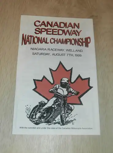 Speedway Niagara , Welland 7.08.1999 , Programmheft / Programm / Rennprogramm , program !!!