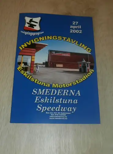 Speedway Eskilstuna 27.04.2002 , Programmheft / Programm / Rennprogramm , program !!!