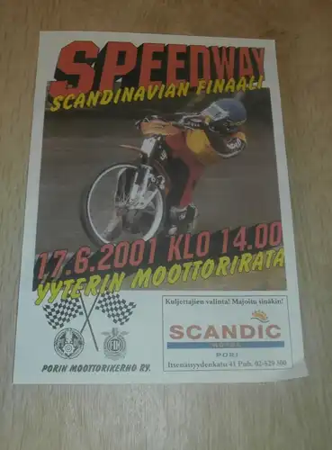 Speedway Yyterin 17.06.2001 , Programmheft / Programm / Rennprogramm , program !!!