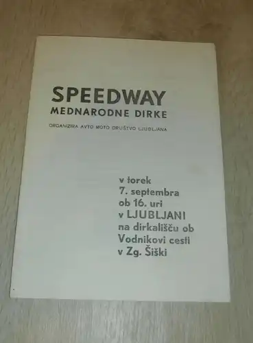 Speedway Ljubljana 7.09.1965 , Programmheft / Programm / Rennprogramm , program !!!