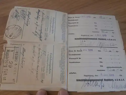 Mietenquittungsbuch Heimstättenbaugenossenschaft , 1942 - 1945 , Ernst Hoyer , Wohnung , Miete !!!