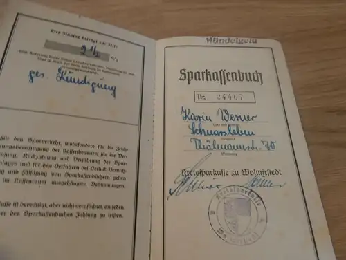 altes Sparbuch Wolmirstedt , 1948 , Karin Werner in Schnarsleben / Hohe Börde  , Sparkasse , Bank !!!