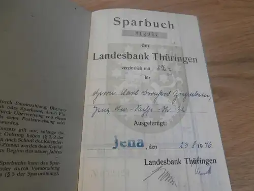 altes Sparbuch Jena , 1946 - 1948 , Karl Ziegenbein , Sparkasse , Bank !!!