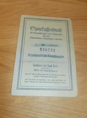 altes Sparbuch Norhausen / Großbodungen , 1952 - 1961 , Rudolf Höch in Bischofferode , Ohmberg , Sparkasse , Bank !!!