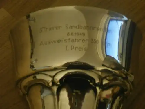 1. Preis Sandbahnrennen Trier 1949 , Silberpokal , Rennfahrer , Nachlass , Rennsport , Sandbahn