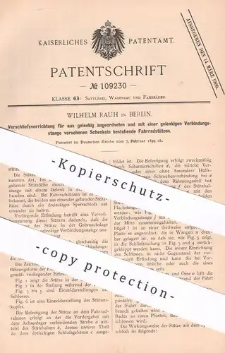 original Patent - Wilhelm Rauh , Berlin , 1899 , Fahrradstütze | Fahrradständer | Fahrrad , Fahrräder , Stütze !!