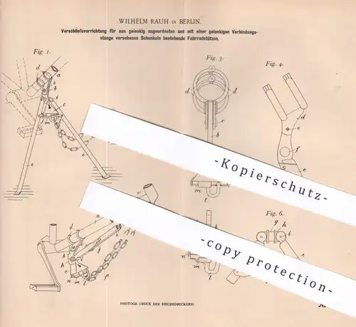 original Patent - Wilhelm Rauh , Berlin , 1899 , Fahrradstütze | Fahrradständer | Fahrrad , Fahrräder , Stütze !!