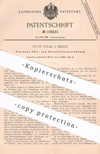 original Patent - Otto Vogel , Berlin , 1899 , Flaschen füllen u. verschließen | Verschluss | Flasche , Glasflasche !!