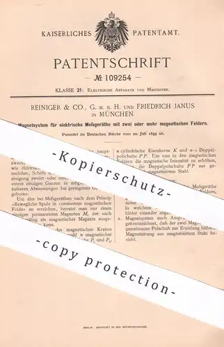 original Patent - Reiniger & Co. GmbH | Friedrich Janus , München | 1899 | Magnetsystem für elektrische Messung | Strom