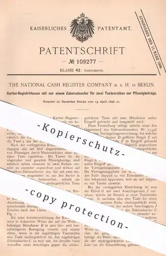 original Patent - The National Cash Register Company mbH Berlin | 1898 | Kurbel - Registrierkasse | Kasse , Kassen