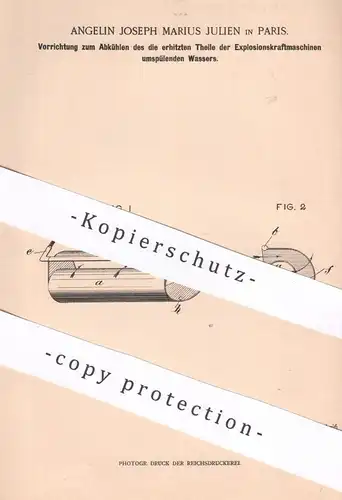 original Patent - Angelin Joseph Marius Julien , Paris , Frankreich | Abkühlung von Explosionskraftmaschinen | Gasmotor