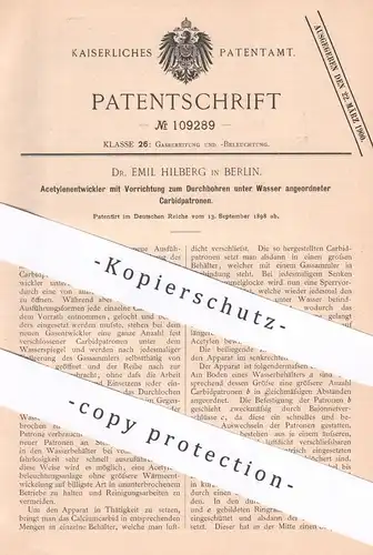 original Patent - Dr. Emil Hilberg , Berlin , 1898 , Acetylenentwickler | Acetylen | Karbid | Gas , Gasentwickler !!