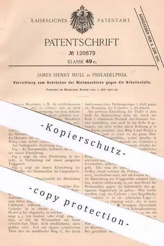 original Patent - James Henry Mull , Philadelphia , USA , 1900 , Nietmaschine | Niete , Nieten | Presse , Pressen