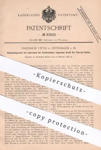 original Patent - Friedrich Veith , Offenbach / Main , 1896 , Ventil für Fahrrad - Reifen | Fahrräder | Rad , Ventile