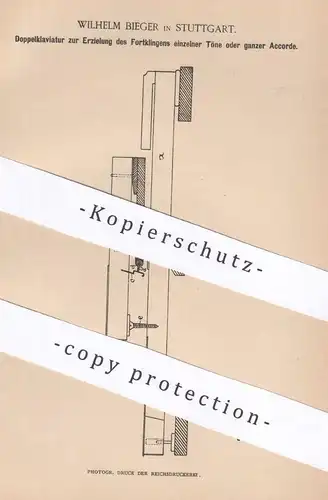 original Patent - Wilhelm Bieger , Stuttgart , 1886 , Doppelklaviatur | Klaviatur | Klavier , Piano , Flügel | Musik !!