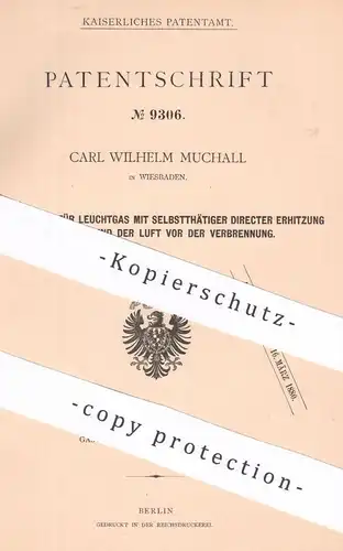 original Patent - Carl Wilhelm Muchall , Wiesbaden , 1879 , Doppellampe für Leuchtgas | Lampe , Gas , Brenner !!